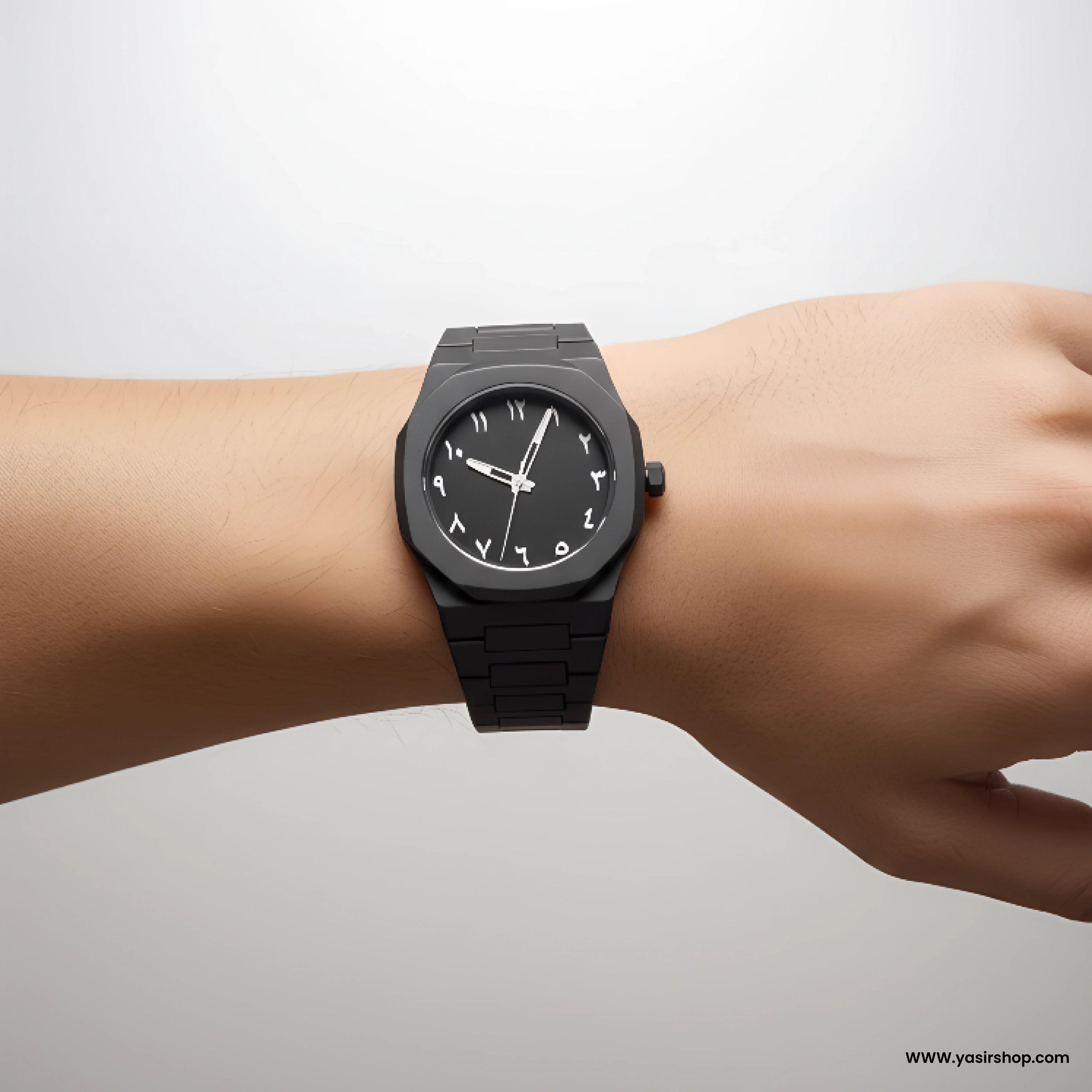 Arabic Dial Black Luxury Watch in Pakistan | Matte Black Metal Strap | Premium Unisex Wrist Watch