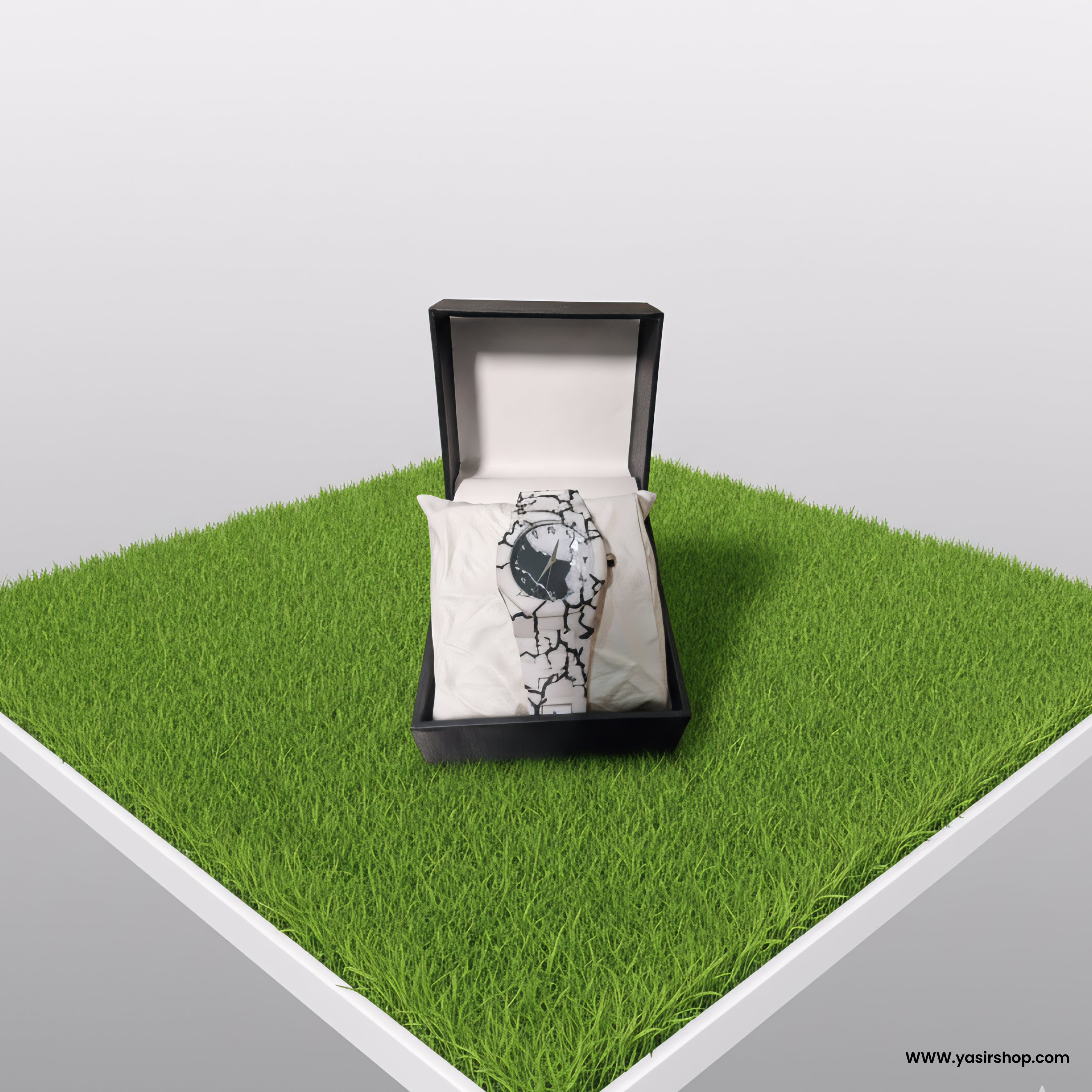 Arabic Dial White Cracked Watch – Stylish Unisex Edition (Free Delivery)